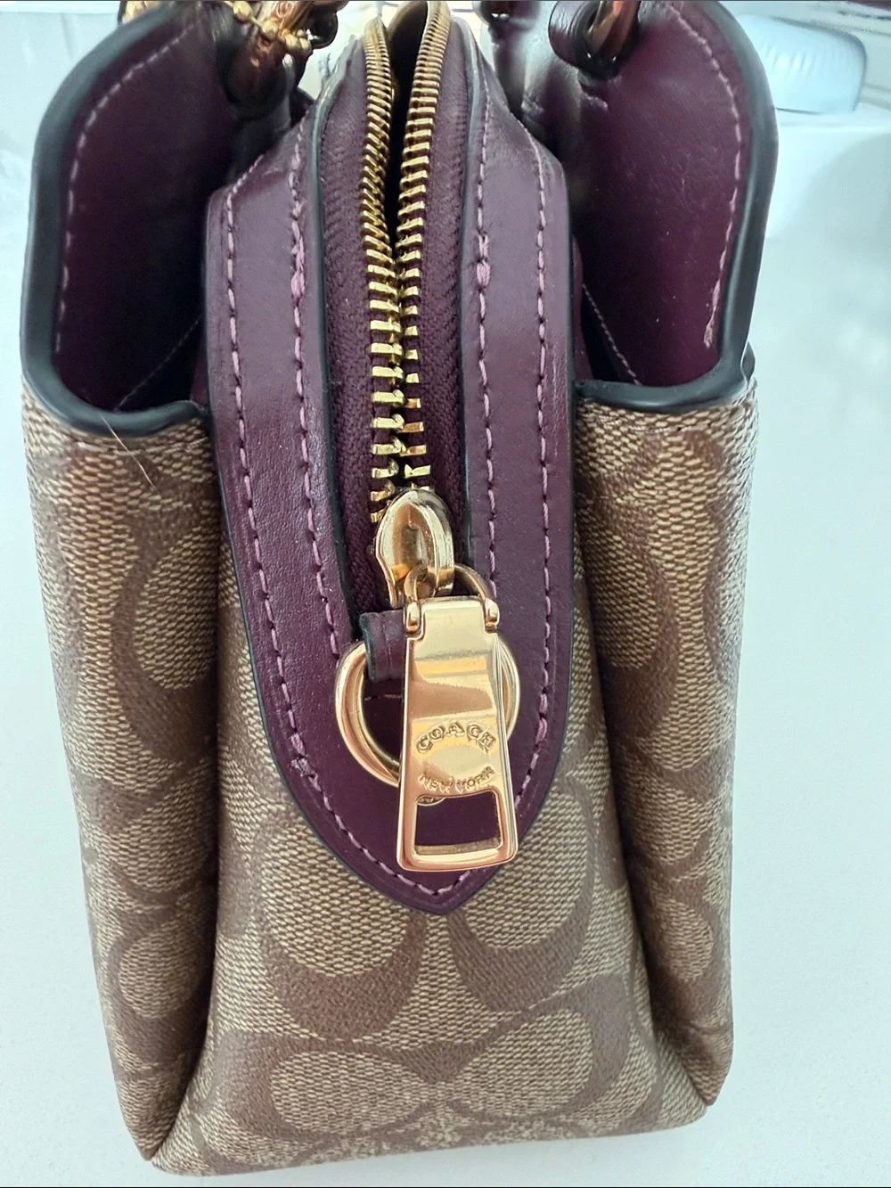 Coach mini Lillie colorblock purple never used